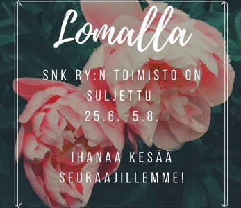 SNK ry:n toimisto kesätauolla 25.6.–5.8.