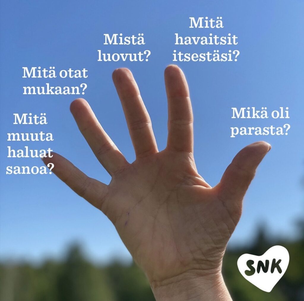 Oma käsi reflektointiharjoitus.