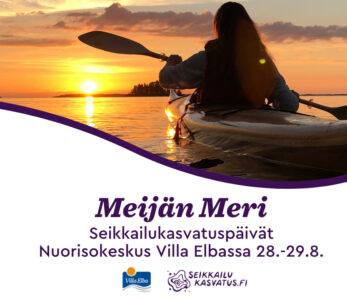 Seikkailukasvatuspäivien mainoskuva, jossa meloja merellä.